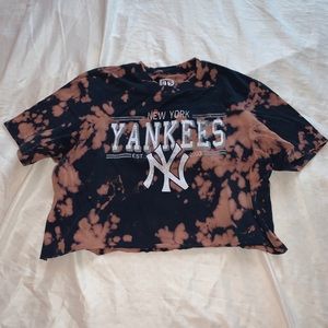 Yankees Custom Tie Dye Cropped Tee